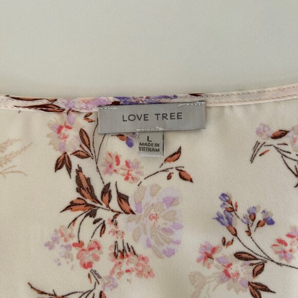 NWOT Large White Long Sleeve Plunge V-Neck Floral Peplum Puff Sleeve Blouse - Picture 10 of 16